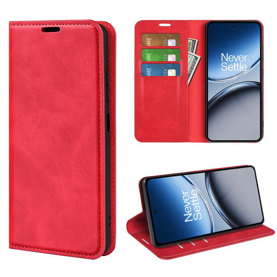 OnePlus Nord 4 Hoesje - Luxe Wallet Bookcase (Magnetische Sluiting) - Rood