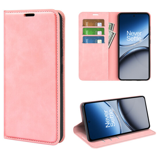 OnePlus Nord 4 Hoesje - Luxe Wallet Bookcase (Magnetische Sluiting) - Roze