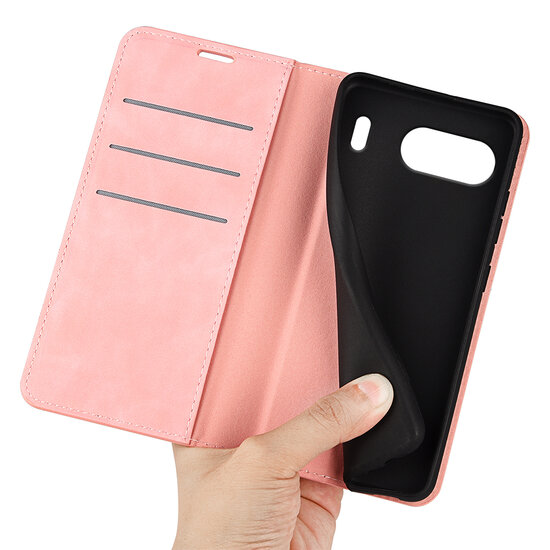 OnePlus Nord 4 Hoesje - Luxe Wallet Bookcase (Magnetische Sluiting) - Roze