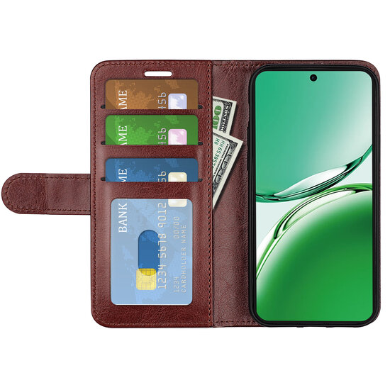 Oppo Reno12 F Hoesje - MobyDefend Wallet Book Case (Sluiting Achterkant) - Bruin