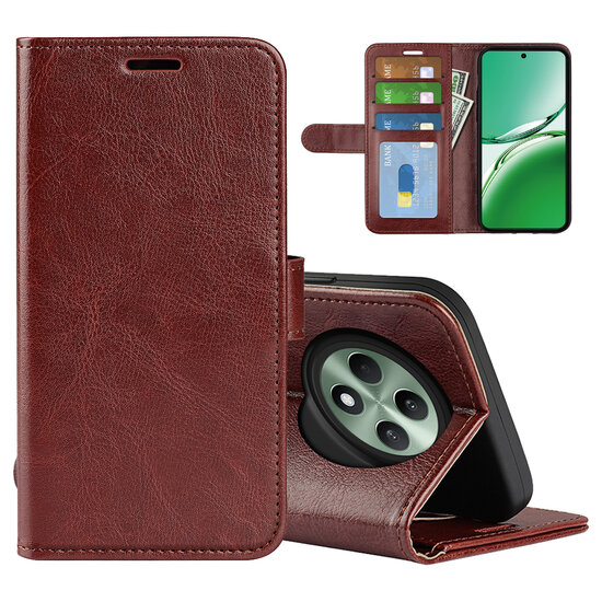 Oppo Reno12 F Hoesje - MobyDefend Wallet Book Case (Sluiting Achterkant) - Bruin