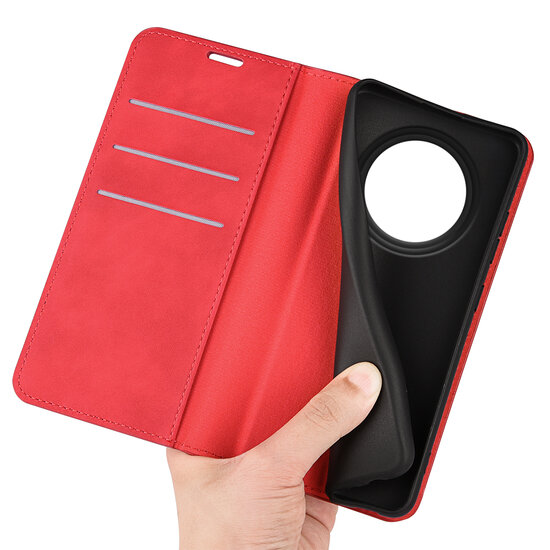 Oppo Reno12 F Hoesje - Luxe Wallet Bookcase (Magnetische Sluiting) - Rood