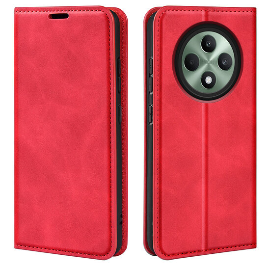 Oppo Reno12 F Hoesje - Luxe Wallet Bookcase (Magnetische Sluiting) - Rood