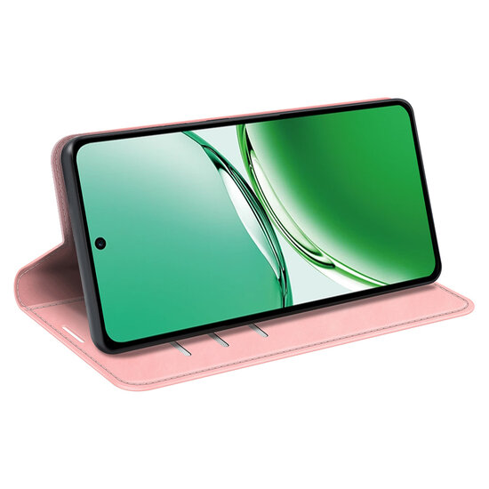 Oppo Reno12 F Hoesje - Luxe Wallet Bookcase (Magnetische Sluiting) - Roze