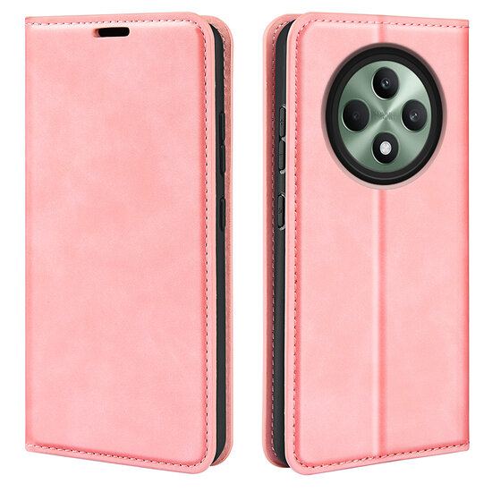 Oppo Reno12 F Hoesje - Luxe Wallet Bookcase (Magnetische Sluiting) - Roze