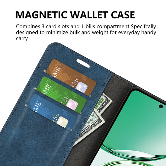 Oppo Reno12 F Hoesje - Luxe Wallet Bookcase (Magnetische Sluiting) - Blauw