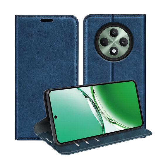 Oppo Reno12 F Hoesje - Luxe Wallet Bookcase (Magnetische Sluiting) - Blauw