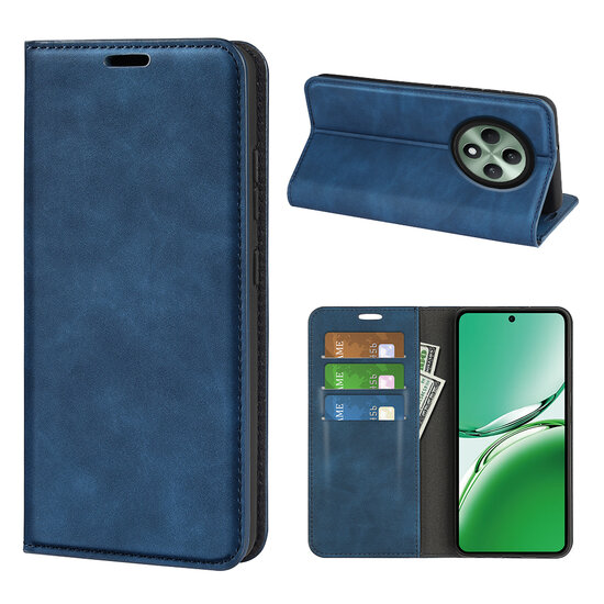 Oppo Reno12 F Hoesje - Luxe Wallet Bookcase (Magnetische Sluiting) - Blauw