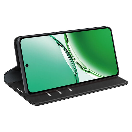 Oppo Reno12 F Hoesje - Luxe Wallet Bookcase (Magnetische Sluiting) - Zwart