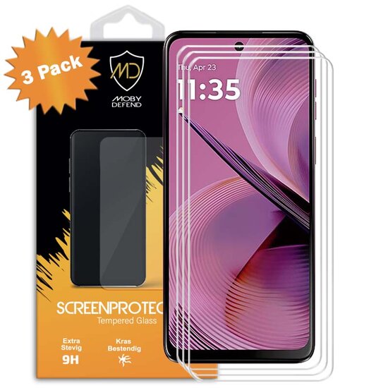 3-Pack Motorola Moto G55 Screenprotectors MobyDefend Case-Friendly Screensavers - Gehard Glas