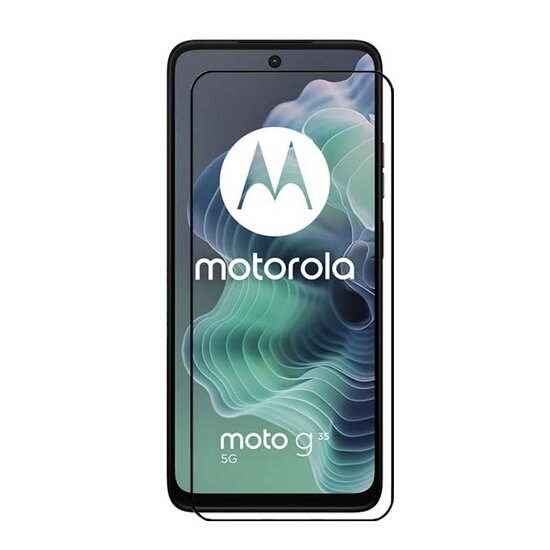 Motorola Moto G35 Screenprotector - MobyDefend Screensaver Met Zwarte Randen - Gehard Glas 