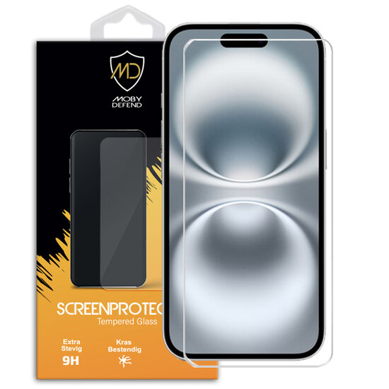 iPhone 16 Screenprotector - MobyDefend Case-Friendly Screensaver - Gehard Glas