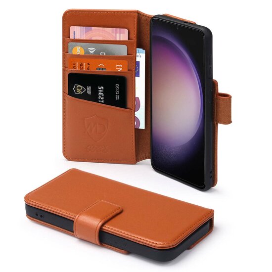 Samsung Galaxy S23 Hoesje - Luxe MobyDefend Wallet Bookcase - Lichtbruin