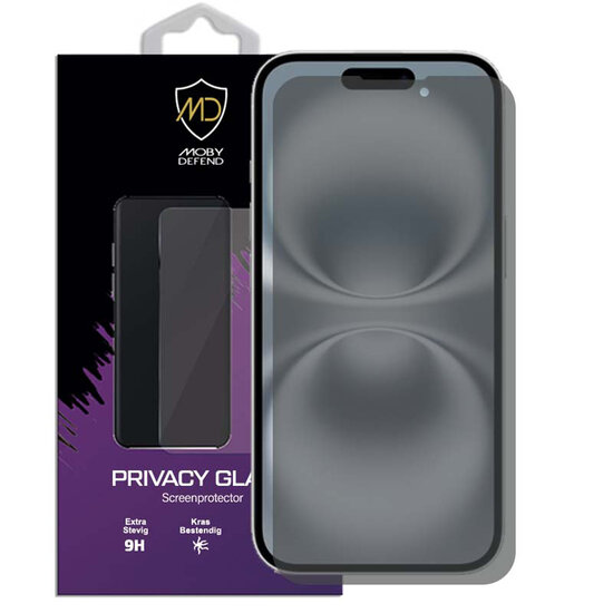 MobyDefend iPhone 16 Screenprotector - HD Privacy Glass Screensaver