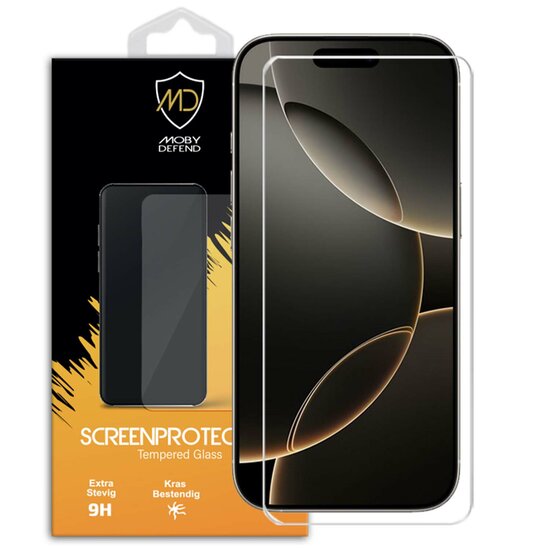 iPhone 16 Pro Screenprotector - MobyDefend Case-Friendly Screensaver - Gehard Glas