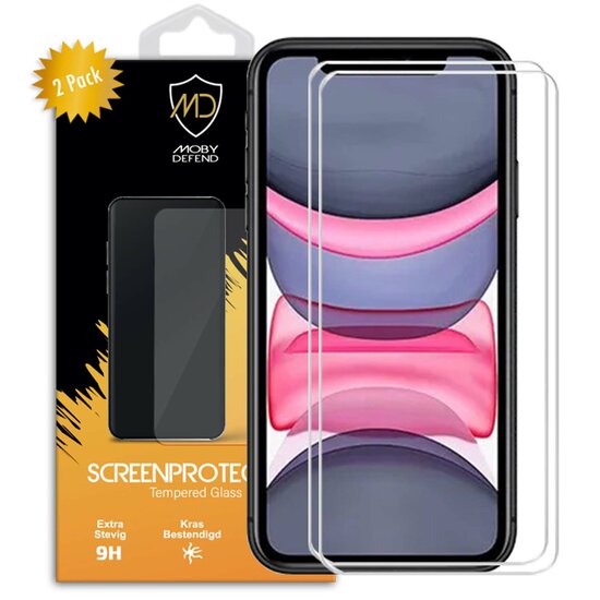 2-Pack Apple iPhone 11 / iPhone XR Screenprotectors - MobyDefend Case-Friendly Screensavers - Gehard Glas