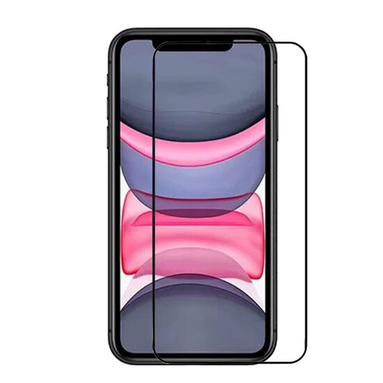 Apple iPhone 11 / iPhone XR Screenprotector - MobyDefend Screensaver Met Zwarte Randen - Gehard Glas 