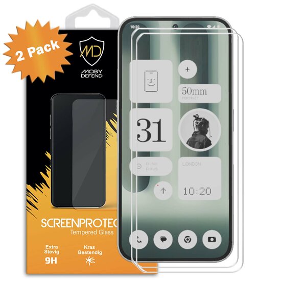 2-Pack Nothing Phone (2a) Plus Screenprotectors - MobyDefend Case-Friendly Screensavers - Gehard Glas