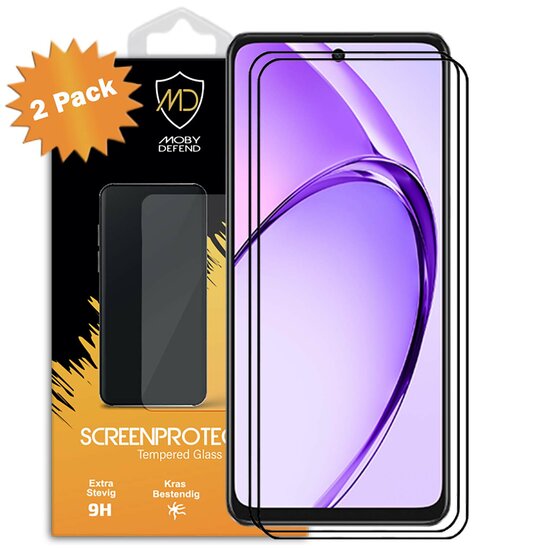 2-Pack Oppo A40 Screenprotectors - MobyDefend Screensavers Met Zwarte Randen - Gehard Glas 