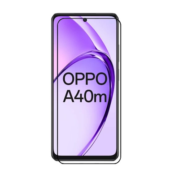 Oppo A40m Screenprotector - MobyDefend Screensaver Met Zwarte Randen - Gehard Glas 