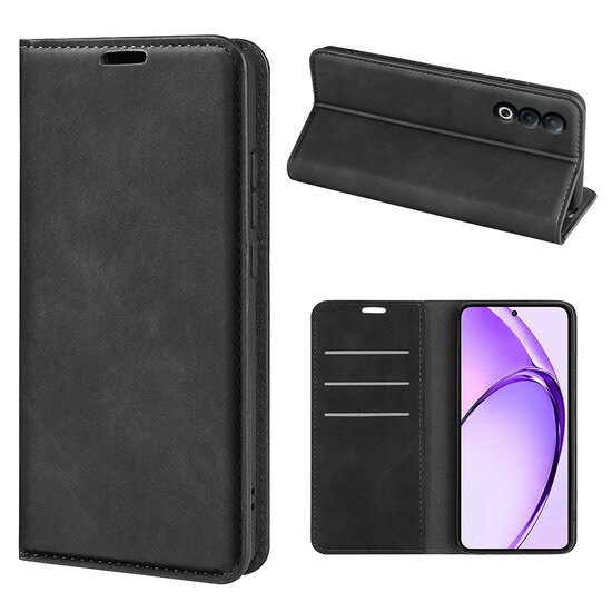 Oppo A80 5G Hoesje - Luxe Wallet Bookcase (Magnetische Sluiting) - Zwart