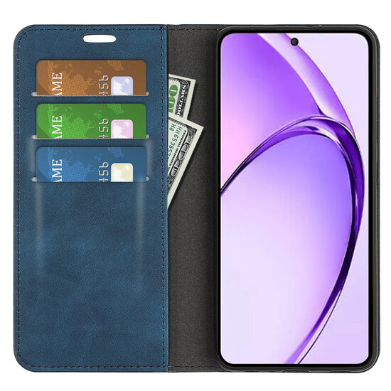 Oppo A80 5G Hoesje - Luxe Wallet Bookcase (Magnetische Sluiting) - Blauw