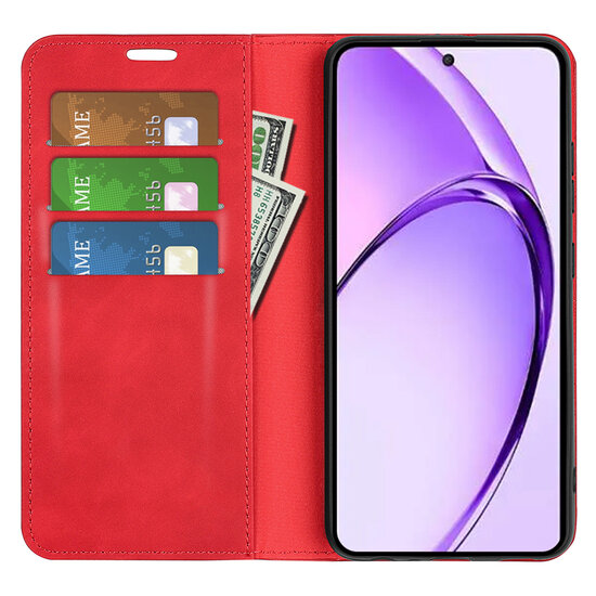 Oppo A80 5G Hoesje - Luxe Wallet Bookcase (Magnetische Sluiting) - Rood