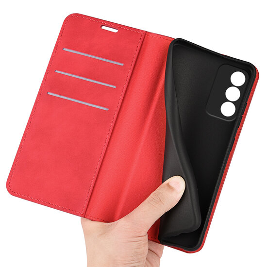 Oppo A80 5G Hoesje - Luxe Wallet Bookcase (Magnetische Sluiting) - Rood