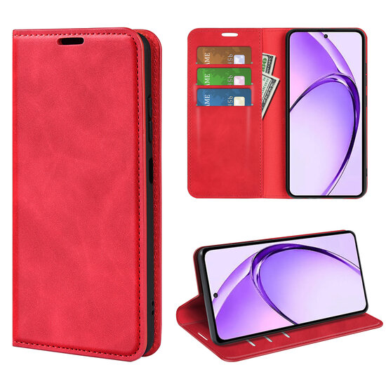 Oppo A80 5G Hoesje - Luxe Wallet Bookcase (Magnetische Sluiting) - Rood