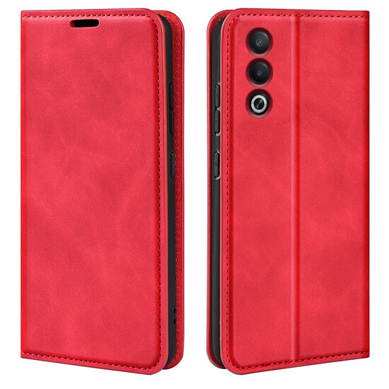 Oppo A80 5G Hoesje - Luxe Wallet Bookcase (Magnetische Sluiting) - Rood