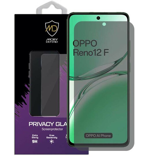 MobyDefend Oppo Reno12 F Screenprotector - HD Privacy Glass Screensaver