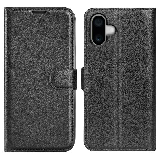 iPhone 16 Hoesje - MobyDefend Kunstleren Wallet Book Case (Sluiting Voorkant) - Zwart