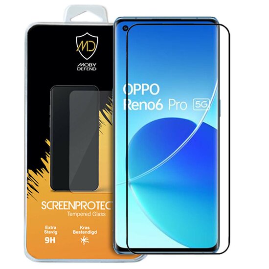 Oppo Reno6 Pro Screenprotector - MobyDefend Screensaver Met Zwarte Randen - Gehard Glas 