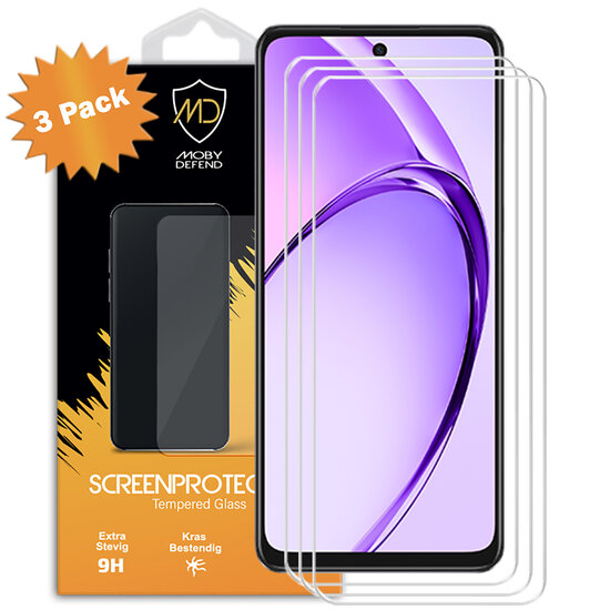 3-Pack Oppo A40 Screenprotectors MobyDefend Case-Friendly Screensavers - Gehard Glas