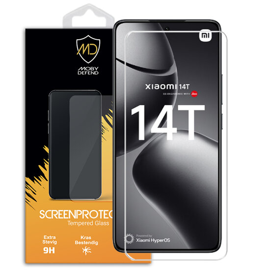 Xiaomi 14T Screenprotector - MobyDefend Case-Friendly Screensaver - Gehard Glas