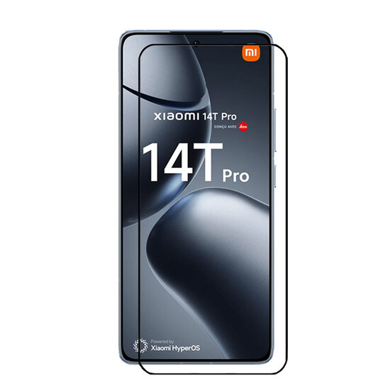 Xiaomi 14T Pro Screenprotector - MobyDefend Screensaver Met Zwarte Randen - Gehard Glas 