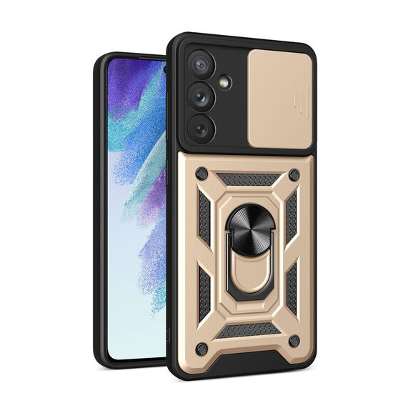 Samsung Galaxy A54 Hoesje - MobyDefend Pantsercase Met Draaibare Ring - Goud