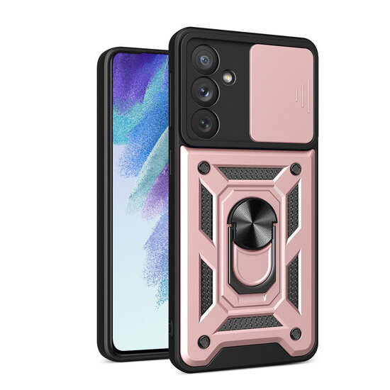 Samsung Galaxy A54 Hoesje - MobyDefend Pantsercase Met Draaibare Ring - Zilvergrijs