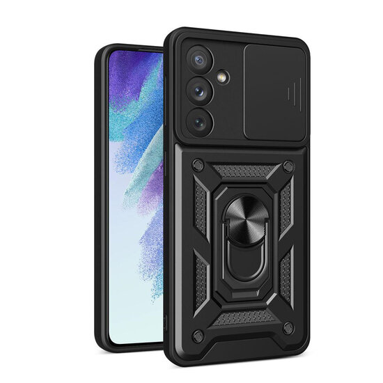 Samsung Galaxy A54 Hoesje - MobyDefend Pantsercase Met Draaibare Ring - Zwart