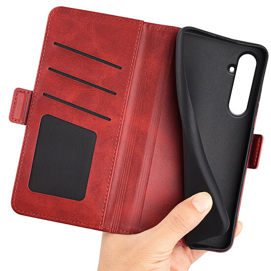 Samsung Galaxy A55 Hoesje - MobyDefend Luxe Wallet Book Case (Sluiting Zijkant) - Rood