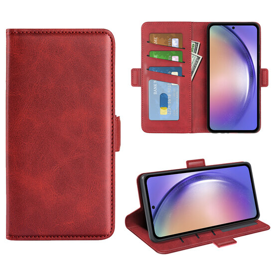 Samsung Galaxy A55 Hoesje - MobyDefend Luxe Wallet Book Case (Sluiting Zijkant) - Rood