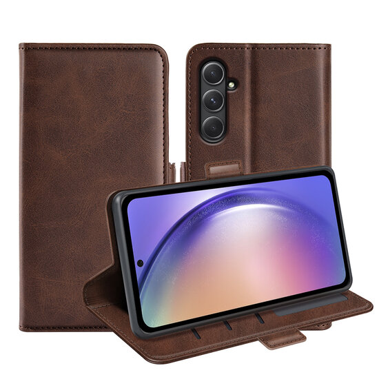 Samsung Galaxy A55 Hoesje - MobyDefend Luxe Wallet Book Case (Sluiting Zijkant) - Bruin