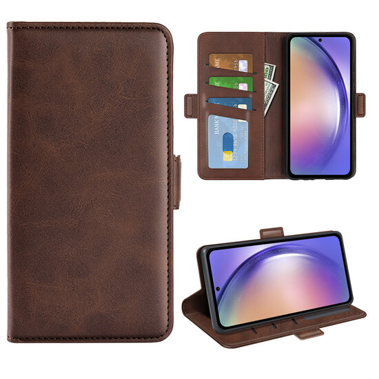 Samsung Galaxy A55 Hoesje - MobyDefend Luxe Wallet Book Case (Sluiting Zijkant) - Bruin