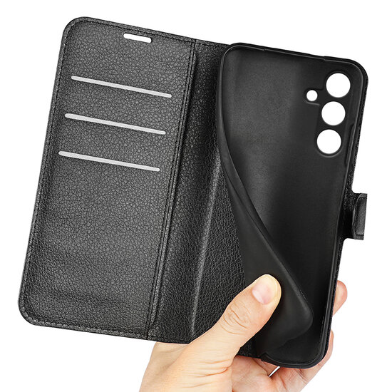 Samsung Galaxy S24 FE Hoesje - MobyDefend Kunstleren Wallet Book Case (Sluiting Voorkant) - Zwart