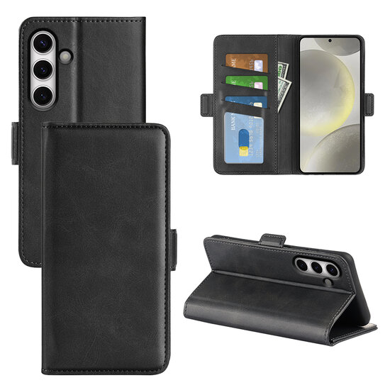 Samsung Galaxy S24 FE Hoesje - MobyDefend Luxe Wallet Book Case (Sluiting Zijkant) - Zwart