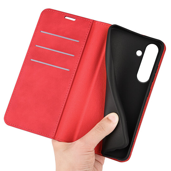 Samsung Galaxy S24 FE Hoesje - Luxe Wallet Bookcase (Magnetische Sluiting) - Rood