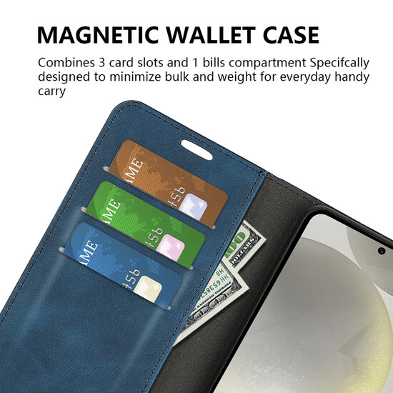 Samsung Galaxy S24 FE Hoesje - Luxe Wallet Bookcase (Magnetische Sluiting) - Blauw