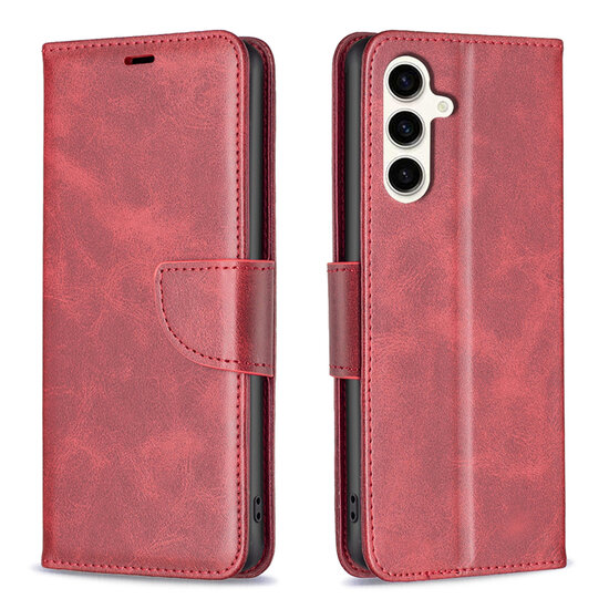 Samsung Galaxy S24 FE Hoesje - MobyDefend Wallet Book Case Met Koord - Rood