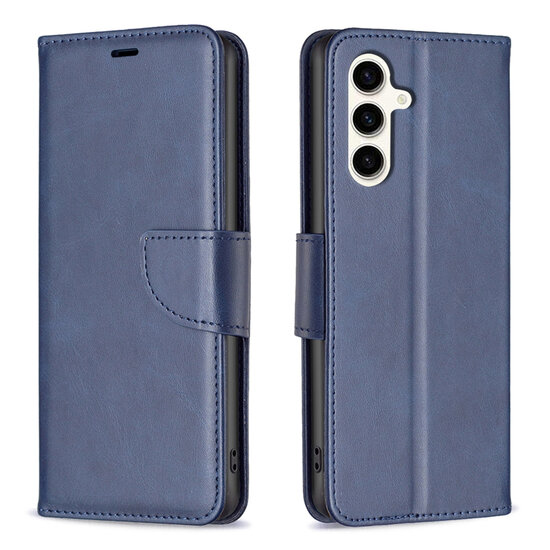 Samsung Galaxy S24 FE Hoesje - MobyDefend Wallet Book Case Met Koord - Blauw