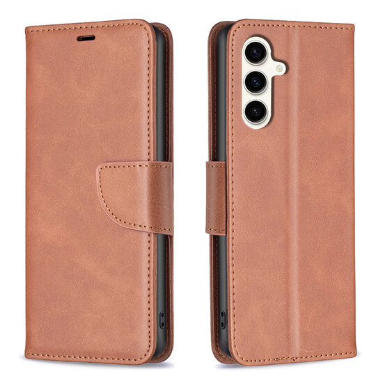 Samsung Galaxy S24 FE Hoesje - MobyDefend Wallet Book Case Met Koord - Bruin